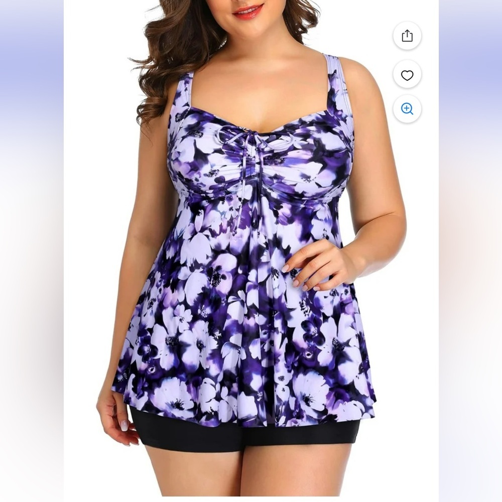 Rivelino Plus Size 2 Piece Bathing Suits Drawstring Tank with shorts